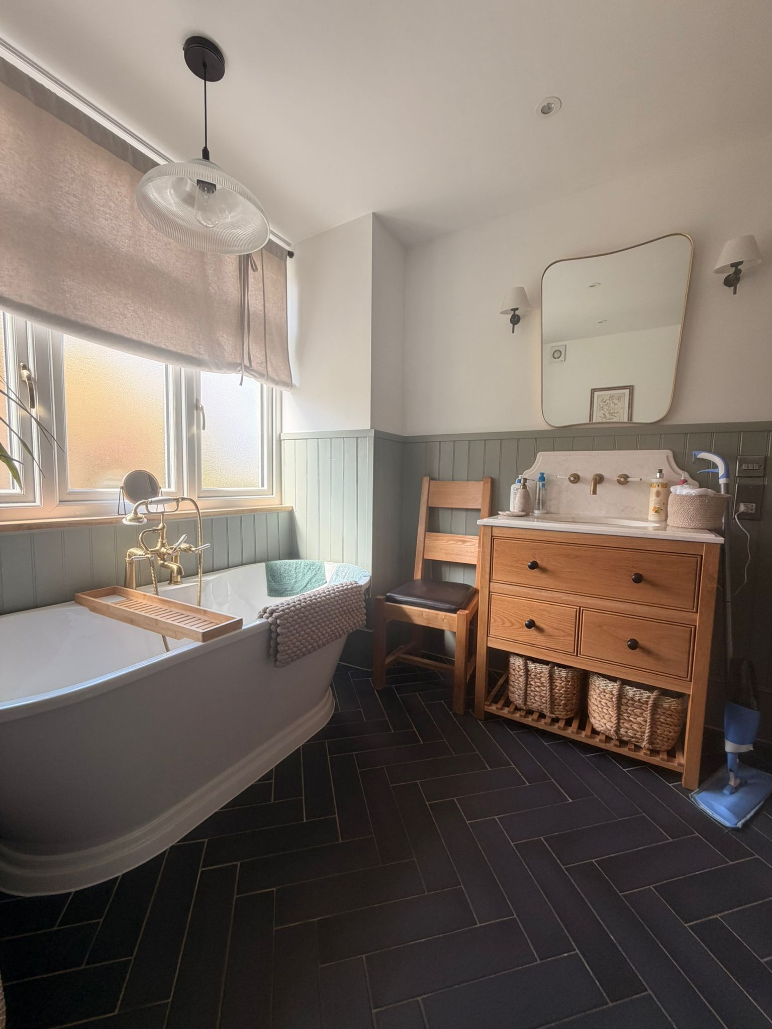 Bathroom vanity and bath